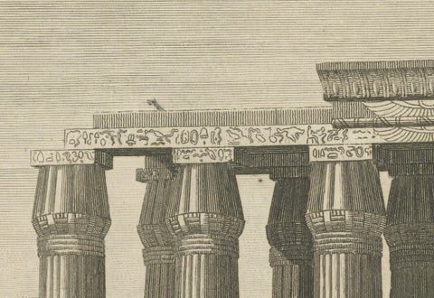 Antique Copperplate Engraving of Ruins of the Temple of Hermopolis, 1820, close-up 2