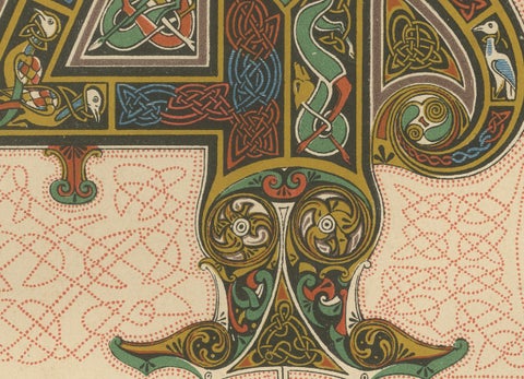 Celtic Manuscript Illumination Print by H. Dolmetsch, Germany ca. 1887, close-up 2