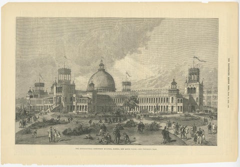Old Print of the International Exhibition Building in Sydney, Australia, 1879, view 2