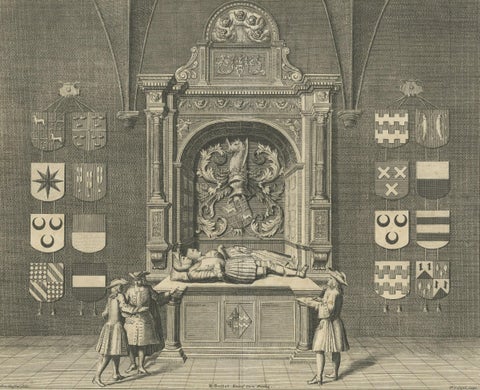 Antique Print of the Tomb of Gerrit van Assendelft and Beatrix van Dalem, close-up 1