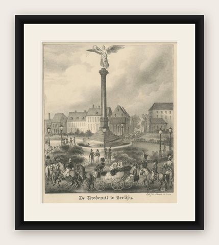 Lithograph of the Peace Column in Berlin (Belle-Alliance-Platz), ca. 1860, shown framed