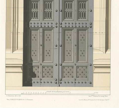 Architecture Print of the Palace of Justice in Paris by Delarue, circa 1880, view 4