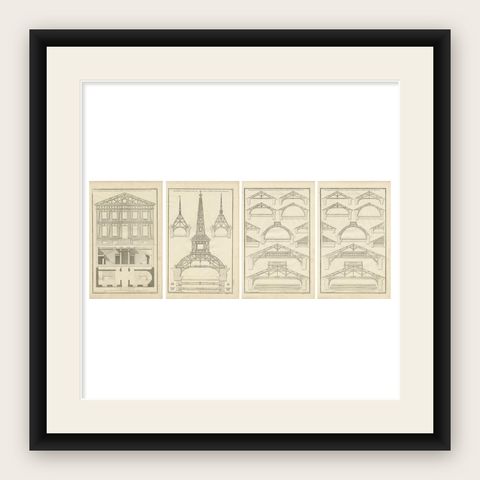 18th Century Architectural Mastery by Neufforge in Engravings, Circa 1770, shown framed