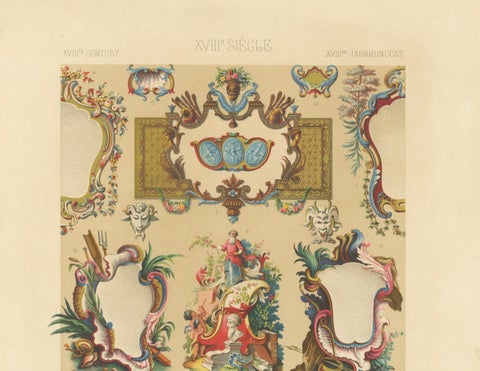 18th Century Rococo Cartouches and Decorative Frames, French Ornament, ca.1869, close-up 2