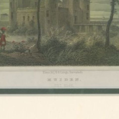 Antique Print of Muiden Castle in the Netherlands, circa 1858, close-up 2