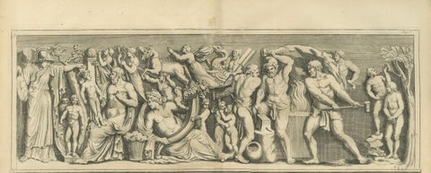 Double Bacchic Frieze, Classical Mythological Relief, Montfaucon Engraving 1721, close-up 1