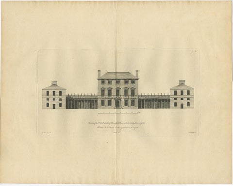 Old Engraving of Chesterfield House, Westminster in London, Uk, ca.1770, view 2