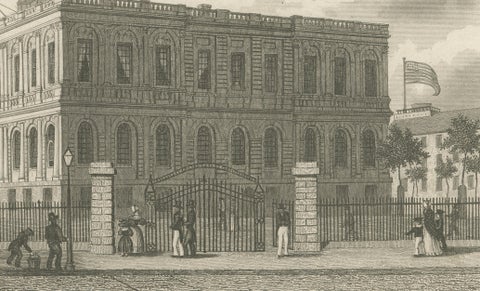 New York City Hall, Antique Architectural Engraving of Manhattan, c.1850, close-up 4