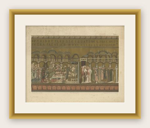 Pl. 30 Antique Print of a Mosaic of the Basilica of San Marco '1881', shown framed