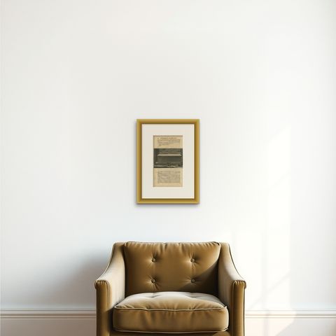 Antique Print of a Tombstone in Smyrna (1698), shown framed on a wall, true to size