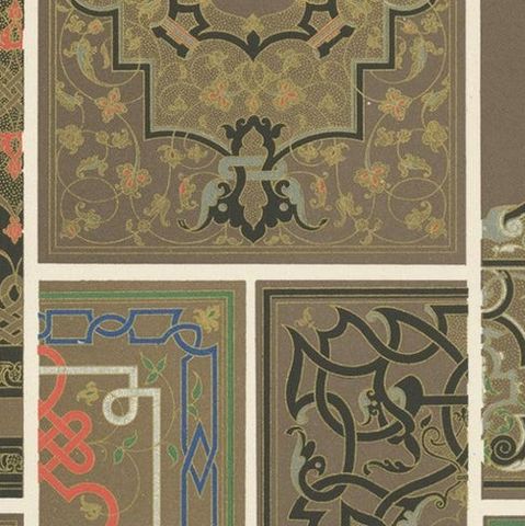 Pl. 69 Antique Print of XVIth and XVIIth Century Ornaments by Racinet circa 1890, close-up 1