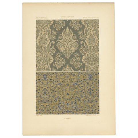 Pl. 85 Antique Print of XVIIth Century Ornaments by Racinet, circa 1890