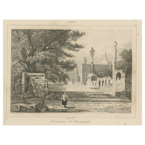 Print of Aurengzeb's Tomb, the Last Influential Mughal Emperor of India, 1860