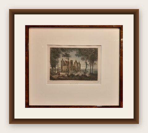 Nicely Framed View of Muiden Castle, the Netherlands, 1858, shown framed