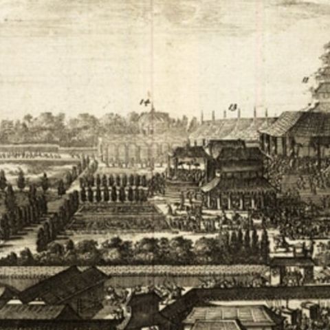 Antique Print of the Imperial Palace in Edo or Tokyo in Japan, c.1725, close-up 2