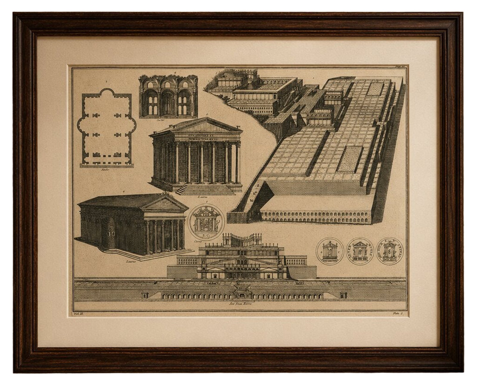 Antique Roman Temple Architecture & Archaeological Plan, Montfaucon, 1721
