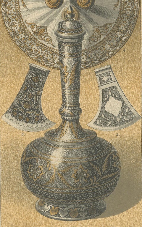 Antique Indian Decorative Art Prints: Metalwork and Textile Motifs, 1887, close-up 5