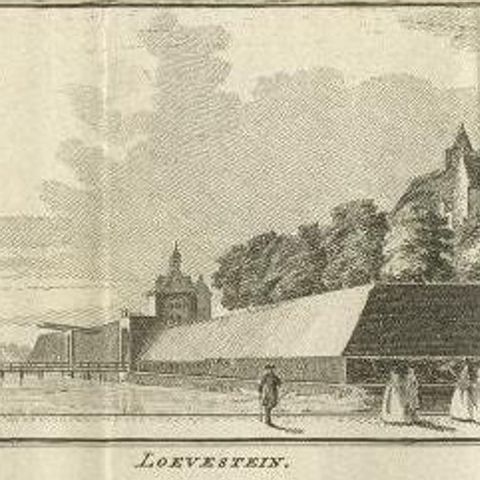 Antique Print of Loevestein Castle in Holland by Tirion, 1749, close-up 1