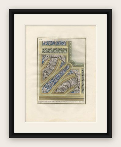 Antique Architecture Print of Ornaments 'Tav. XIV' by Albertolli, shown framed