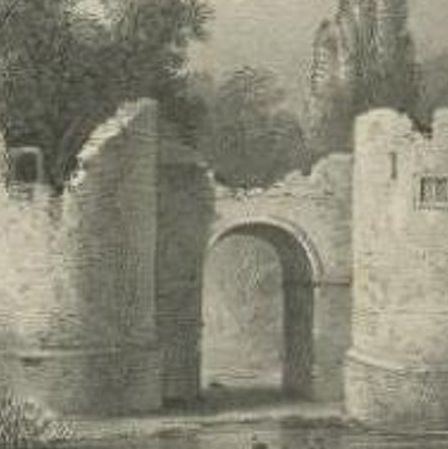 Antique Print of the Ruins of Toutenburg Castle by Van der Aa, 1846, close-up 1