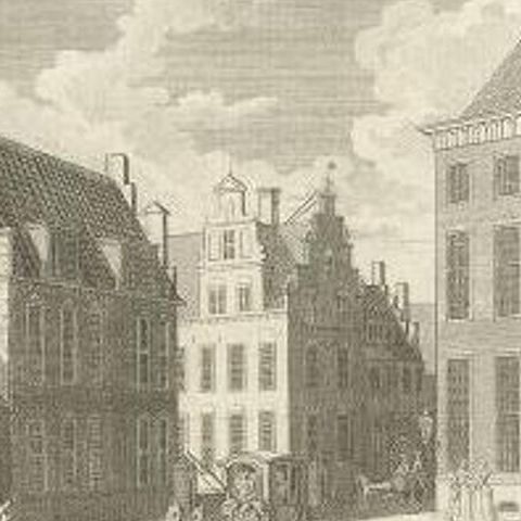Antique Print of the City Hall of Leeuwarden in The Netherlands, 1786, close-up 1