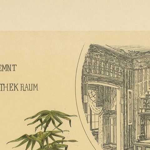 Pl 56 Antique Print of a Sofa and Furniture by Kramer, 'circa 1910', close-up 1