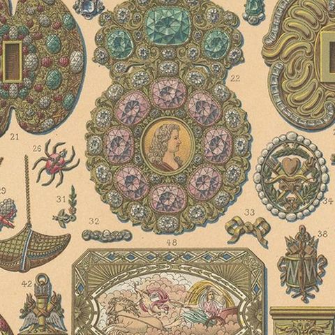 Pl. 113 Antique Print of French 18th Century Decorative Objects by Racinet, close-up 2