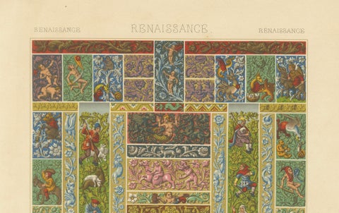 Renaissance Decorative Friezes, Grotesques, Cherubs & Heraldry, Plate LI, 1869, close-up 4