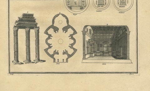 Antique Architectural Engraving by Serlio from Montfaucon, Paris 1721, close-up 3