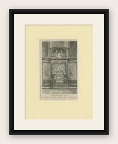 Antique Print of the Tomb of Michiel De Ruyter, C.1900, shown framed