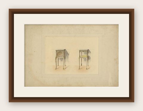 Antique Print of the Design of Two Sidetables/Furniture, circa 1900, shown framed