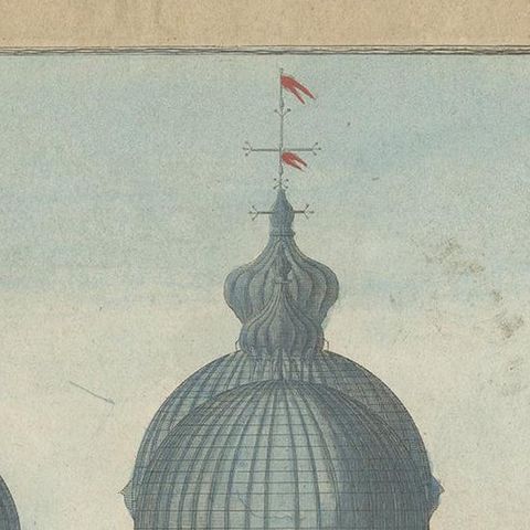 Antique Print of St Mark's Basilica in Venice 'c.1800', close-up 1