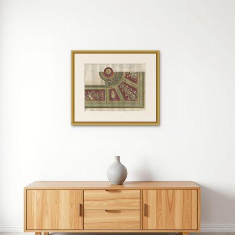 Antique Architecture Print of Ornaments 'Tav. XVI' by Albertolli, shown framed on a wall, true to size