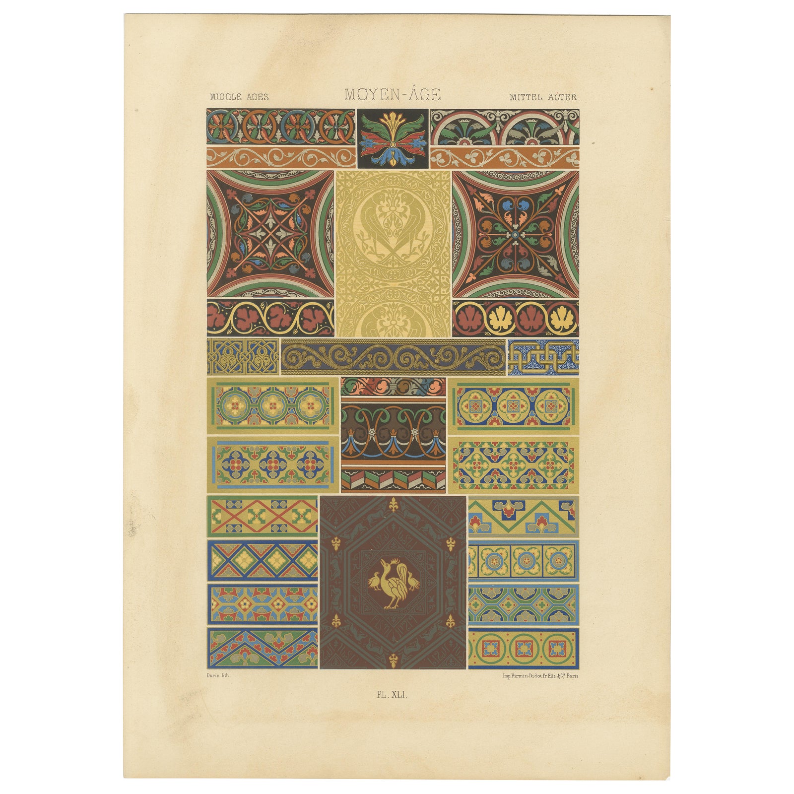 Middle Ages Decorative Motifs, Gothic Tile and Border Designs, c.1869