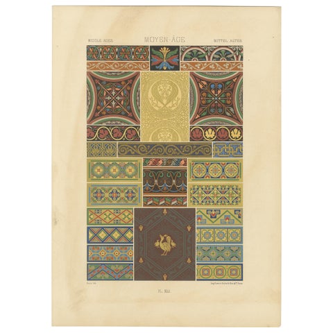 Middle Ages Decorative Motifs, Gothic Tile and Border Designs, c.1869