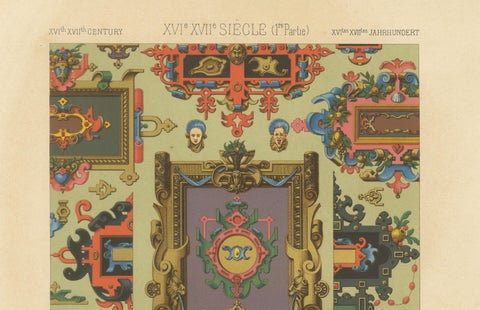 16th–17th C. Renaissance Grotesques, Lavish Ornament Panel, Pl. LXXII, 1869, close-up 1