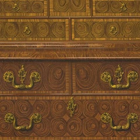 Antique Print of English Furniture ‘Walnut Cabinet E. Dent’ by P. Macquoid, close-up 2