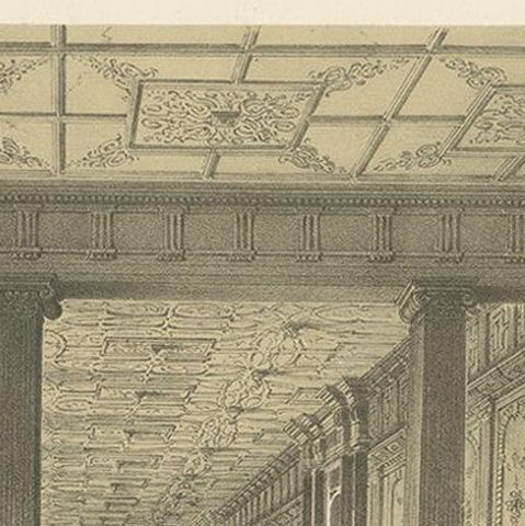 Antique Print of Hatfield House by Nash, 'circa 1870', close-up 1