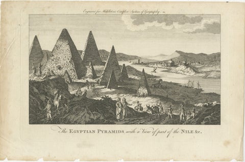 Egyptian Pyramids and the Nile, Antique Geography Engraving, c.1778, view 2