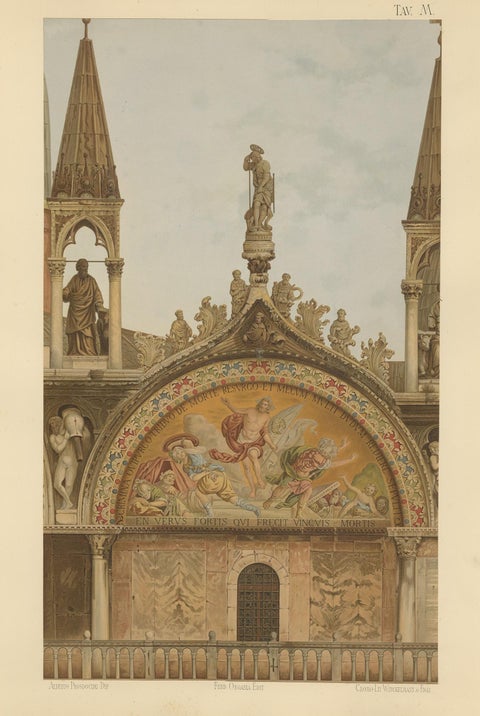 Pl. 15 Antique Print of the Portal of San Clemente of the Basilica of San Marco, view 2