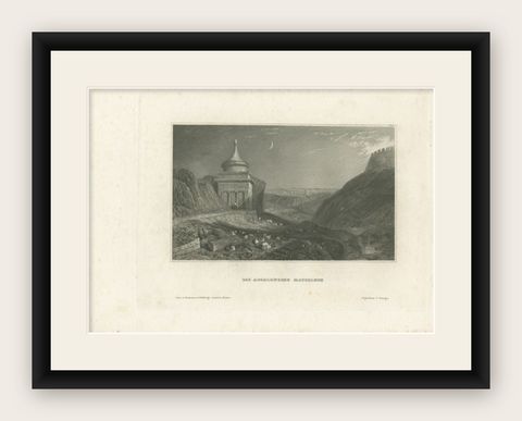 Antique Print of the Tomb of Absalom by Meyer, 1837, shown framed
