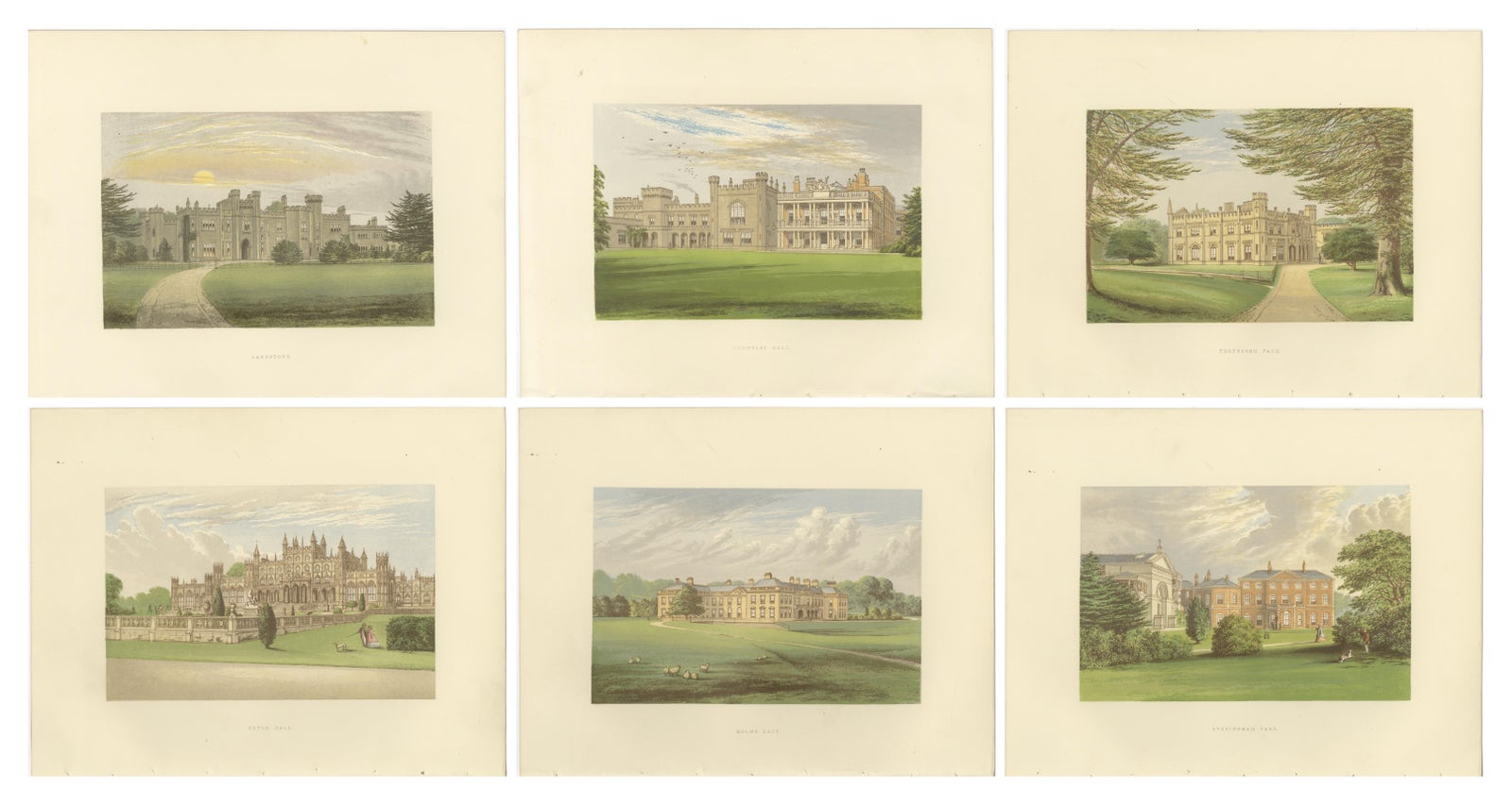 Victorian Country House Lithographs– Garnstone, Knowsley, Eaton, Holme Lacy 1850