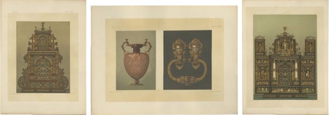 Monumental Bavarian Altar Design Triptych, Historicist Ornament, c. 1874, view 2