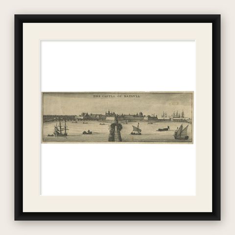 Antique Print of the Castle of Batavia in the East-Indies 'Indonesia', 1669, shown framed