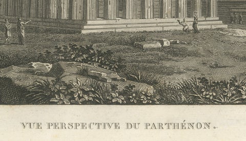 Set of Two Ancient Greek Temple Views, Parthenon and Theseion, Tardieu, 1825, close-up 5