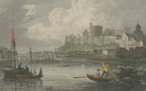 Antique engraving of Windsor Castle on the Thames, Berkshire, Tombleson, c.1832, close-up 3