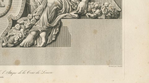 Antique Louvre Architectural Relief Engravings Pair, Neoclassical Ornament, 1803, close-up 5
