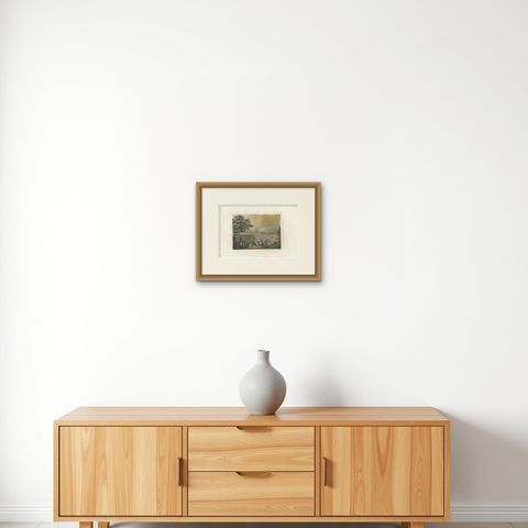Antique Print of the Reservoir of the Sealed Fountain by Ferrario '1831', shown framed on a wall, true to size