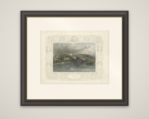 Antique engraving of Hedsor on the Thames, Lord Boston’s estate, Tombleson, 1832, shown framed
