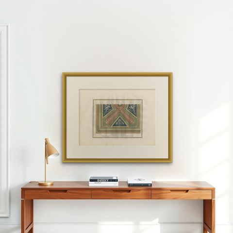 Antique Architecture Print of Ornaments ‘Tav. IX’ by Albertolli, shown framed on a wall, true to size
